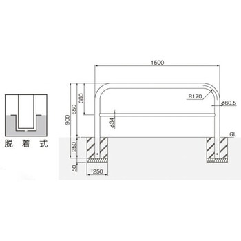 正規品を安く購入 帝金 脱着式カギ付 S82PK3-15 φ60.5×t3.0 W1500 H650