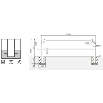 送料無料 横型バリカー82A3-20 帝金 スチール 横棒入 W2000×H650 支柱