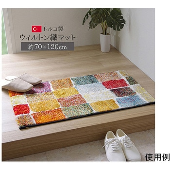 玄関マット トルコ製 ウィルトン織り 約70×120cm 抗菌防臭 消臭機能 へたりにくい アズワン