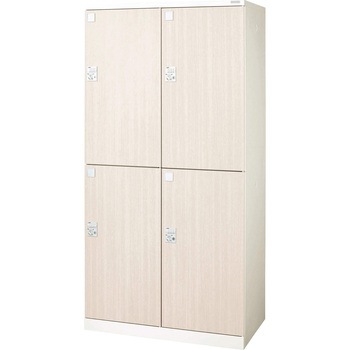 木目シート エルム柾 扉幅450mm 本体幅900mm 2段 4人用 ロカーナ LOC-A22-04シリーズ LION (ライオン事務器)