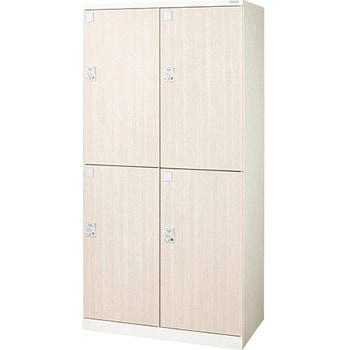 木目シート エルム柾 扉幅450mm 本体幅900mm 2段 4人用 ロカーナ LOC-A22-04シリーズ LION (ライオン事務器)