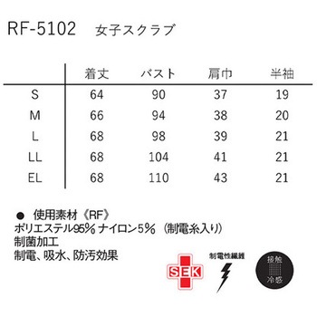 女子スクラブ ターコイズ+ネイビー RF-5102シリーズ ナガイレーベン