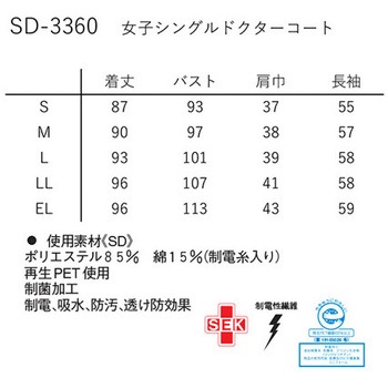 女子シングルドクターコート Tネイビー ナガイレーベン