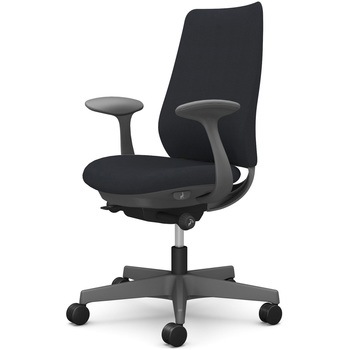 ポータムシリーズ/固定肘/背クッション/スタンダードタイプ/ダークグレー/ハンガー無/ランバー無/ナイロンキャスター オカムラ(岡村製作所)