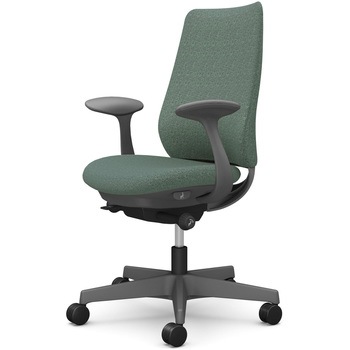 ポータムシリーズ/固定肘/背クッション/スタンダードタイプ/ダークグレー/ハンガー無/ランバー無/ナイロンキャスター オカムラ(岡村製作所)