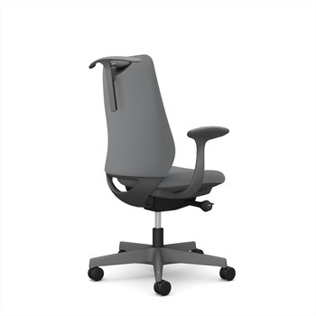 ポータムシリーズ/固定肘/背クッション/スタンダードタイプ/ダークグレー/ハンガー有/ランバー無/ナイロンキャスター オカムラ(岡村製作所)