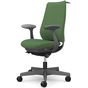 ポータムシリーズ/固定肘/背クッション/スタンダードタイプ/ダークグレー/ハンガー有/ランバー無/ナイロンキャスター オカムラ(岡村製作所)