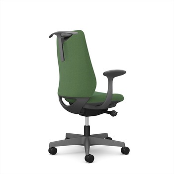 ポータムシリーズ/固定肘/背クッション/スタンダードタイプ/ダークグレー/ハンガー有/ランバー無/ナイロンキャスター オカムラ(岡村製作所)