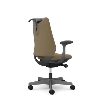 ポータムシリーズ/固定肘/背クッション/スタンダードタイプ/ダークグレー/ハンガー有/ランバー無/ナイロンキャスター オカムラ(岡村製作所)