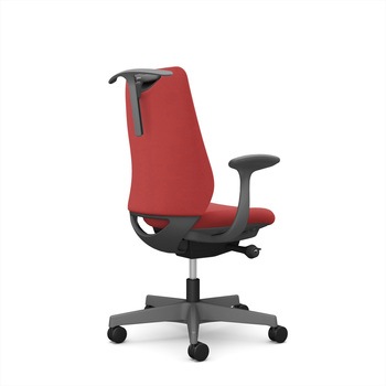 ポータムシリーズ/固定肘/背クッション/スタンダードタイプ/ダークグレー/ハンガー有/ランバー無/ナイロンキャスター オカムラ(岡村製作所)