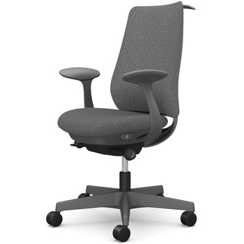 ポータムシリーズ/固定肘/背クッション/スタンダードタイプ/ダークグレー/ハンガー有/ランバー無/ナイロンキャスター オカムラ(岡村製作所)