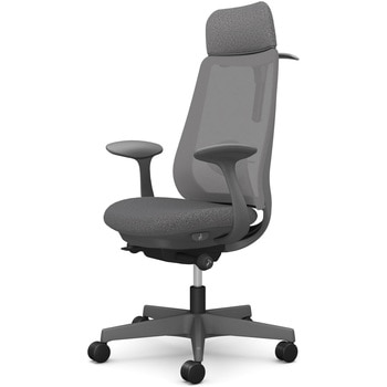 ポータムシリーズ/固定肘/背メッシュ/EXスタンダードタイプ/ダークグレーボディ/ハンガー有/ランバー有/ナイロンキャスター - オカムラ(岡村製作所)