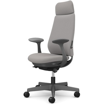 ポータムシリーズ/固定肘/背クッション/EXスタンダードタイプ/ダークグレー/ハンガー無/ランバー有/ナイロンキャスター オカムラ(岡村製作所)