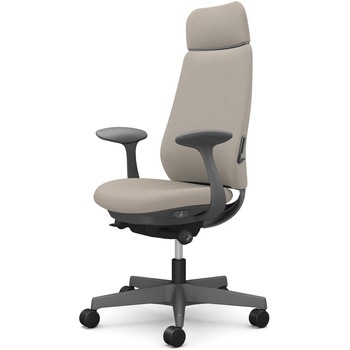 ポータムシリーズ/固定肘/背クッション/EXスタンダードタイプ/ダークグレー/ハンガー無/ランバー有/ナイロンキャスター オカムラ(岡村製作所)