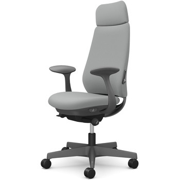 ポータムシリーズ/固定肘/背クッション/EXスタンダードタイプ/ダークグレー/ハンガー無/ランバー有/ナイロンキャスター オカムラ(岡村製作所)