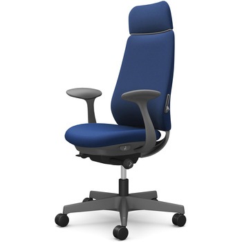 ポータムシリーズ/固定肘/背クッション/EXスタンダードタイプ/ダークグレー/ハンガー無/ランバー有/ナイロンキャスター オカムラ(岡村製作所)