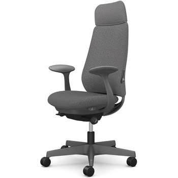 ポータムシリーズ/固定肘/背クッション/EXスタンダードタイプ/ダークグレー/ハンガー無/ランバー有/ナイロンキャスター オカムラ(岡村製作所)