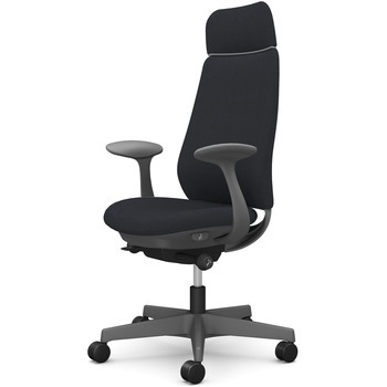 ポータムシリーズ/固定肘/背クッション/EXスタンダードタイプ/ダークグレー/ハンガー無/ランバー無/ウレタンキャスター オカムラ(岡村製作所)