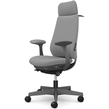 ポータムシリーズ/固定肘/背クッション/EXスタンダードタイプ/ダークグレー/ハンガー有/ランバー有/ナイロンキャスター オカムラ(岡村製作所)