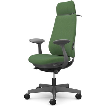 ポータムシリーズ/固定肘/背クッション/EXスタンダードタイプ/ダークグレー/ハンガー有/ランバー有/ナイロンキャスター オカムラ(岡村製作所)