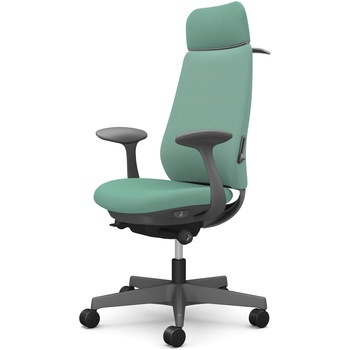 ポータムシリーズ/固定肘/背クッション/EXスタンダードタイプ/ダークグレー/ハンガー有/ランバー有/ナイロンキャスター オカムラ(岡村製作所)