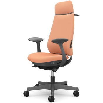 ポータムシリーズ/固定肘/背クッション/EXスタンダードタイプ/ダークグレー/ハンガー有/ランバー有/ナイロンキャスター オカムラ(岡村製作所)