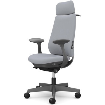 ポータムシリーズ/固定肘/背クッション/EXスタンダードタイプ/ダークグレー/ハンガー有/ランバー有/ナイロンキャスター オカムラ(岡村製作所)