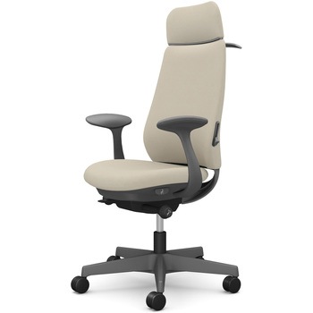 ポータムシリーズ/固定肘/背クッション/EXスタンダードタイプ/ダークグレー/ハンガー有/ランバー有/ナイロンキャスター オカムラ(岡村製作所)