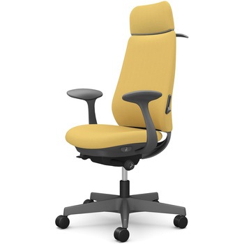 ポータムシリーズ/固定肘/背クッション/EXスタンダードタイプ/ダークグレー/ハンガー有/ランバー有/ナイロンキャスター オカムラ(岡村製作所)