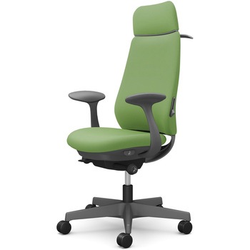 ポータムシリーズ/固定肘/背クッション/EXスタンダードタイプ/ダークグレー/ハンガー有/ランバー有/ナイロンキャスター オカムラ(岡村製作所)