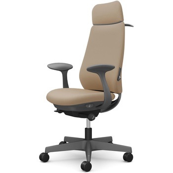 ポータムシリーズ/固定肘/背クッション/EXスタンダードタイプ/ダークグレー/ハンガー有/ランバー有/ナイロンキャスター オカムラ(岡村製作所)