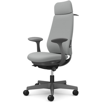 ポータムシリーズ/固定肘/背クッション/EXスタンダードタイプ/ダークグレー/ハンガー有/ランバー有/ナイロンキャスター オカムラ(岡村製作所)