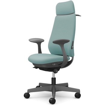 ポータムシリーズ/固定肘/背クッション/EXスタンダードタイプ/ダークグレー/ハンガー有/ランバー有/ナイロンキャスター オカムラ(岡村製作所)