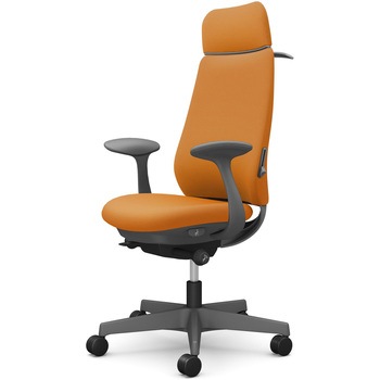 ポータムシリーズ/固定肘/背クッション/EXスタンダードタイプ/ダークグレー/ハンガー有/ランバー有/ナイロンキャスター オカムラ(岡村製作所)