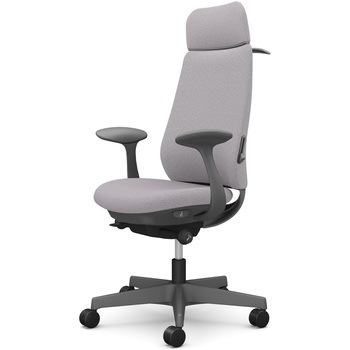 ポータムシリーズ/固定肘/背クッション/EXスタンダードタイプ/ダークグレー/ハンガー有/ランバー有/ナイロンキャスター オカムラ(岡村製作所)