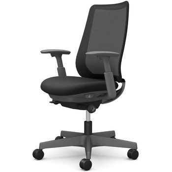 ポータムシリーズ/可動肘/背メッシュ/スタンダードタイプ/ダークグレーボディ/ハンガー無/ランバー無/ウレタンキャスター オカムラ(岡村製作所)