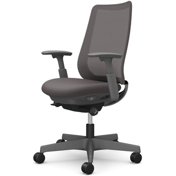 ポータムシリーズ/可動肘/背メッシュ/スタンダードタイプ/ダークグレーボディ/ハンガー無/ランバー無/ウレタンキャスター オカムラ(岡村製作所)