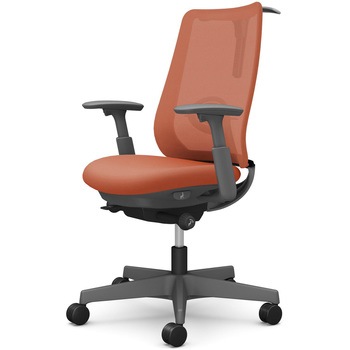 ポータムシリーズ/可動肘/背メッシュ/スタンダードタイプ/ダークグレーボディ/ハンガー有/ランバー有/ナイロンキャスター オカムラ(岡村製作所)