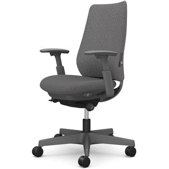 ポータムシリーズ/可動肘/背クッション/スタンダードタイプ/ダークグレー/ハンガー無/ランバー有/ナイロンキャスター オカムラ(岡村製作所)