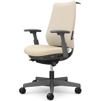 ポータムシリーズ/可動肘/背クッション/スタンダードタイプ/ダークグレー/ハンガー有/ランバー有/ナイロンキャスター オカムラ(岡村製作所)