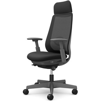 ポータムシリーズ/可動肘/背メッシュ/EXスタンダードタイプ/ダークグレーボディ/ハンガー無/ランバー有/ナイロンキャスター オカムラ(岡村製作所)