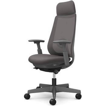 ポータムシリーズ/可動肘/背メッシュ/EXスタンダードタイプ/ダークグレーボディ/ハンガー無/ランバー有/ウレタンキャスター オカムラ(岡村製作所)