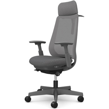 ポータムシリーズ/可動肘/背メッシュ/EXスタンダードタイプ/ダークグレーボディ/ハンガー有/ランバー無/ウレタンキャスター オカムラ(岡村製作所)