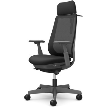 ポータムシリーズ/可動肘/背メッシュ/EXスタンダードタイプ/ダークグレーボディ/ハンガー有/ランバー無/ウレタンキャスター オカムラ(岡村製作所)