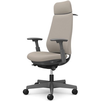 ポータムシリーズ/可動肘/背クッション/EXスタンダードタイプ/ダークグレー/ハンガー有/ランバー無/ナイロンキャスター オカムラ(岡村製作所)