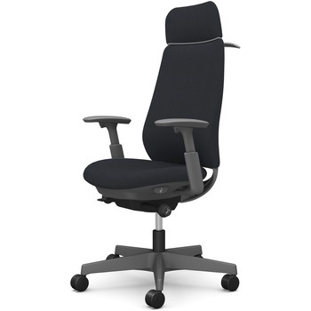 ポータムシリーズ/可動肘/背クッション/EXスタンダードタイプ/ダークグレー/ハンガー有/ランバー無/ナイロンキャスター オカムラ(岡村製作所)