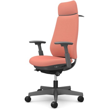 ポータムシリーズ/可動肘/背クッション/EXスタンダードタイプ/ダークグレー/ハンガー有/ランバー無/ナイロンキャスター オカムラ(岡村製作所)