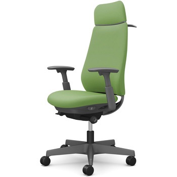 ポータムシリーズ/可動肘/背クッション/EXスタンダードタイプ/ダークグレー/ハンガー有/ランバー無/ナイロンキャスター オカムラ(岡村製作所)