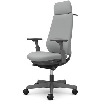 ポータムシリーズ/可動肘/背クッション/EXスタンダードタイプ/ダークグレー/ハンガー有/ランバー無/ナイロンキャスター オカムラ(岡村製作所)