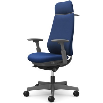 ポータムシリーズ/可動肘/背クッション/EXスタンダードタイプ/ダークグレー/ハンガー有/ランバー無/ナイロンキャスター オカムラ(岡村製作所)